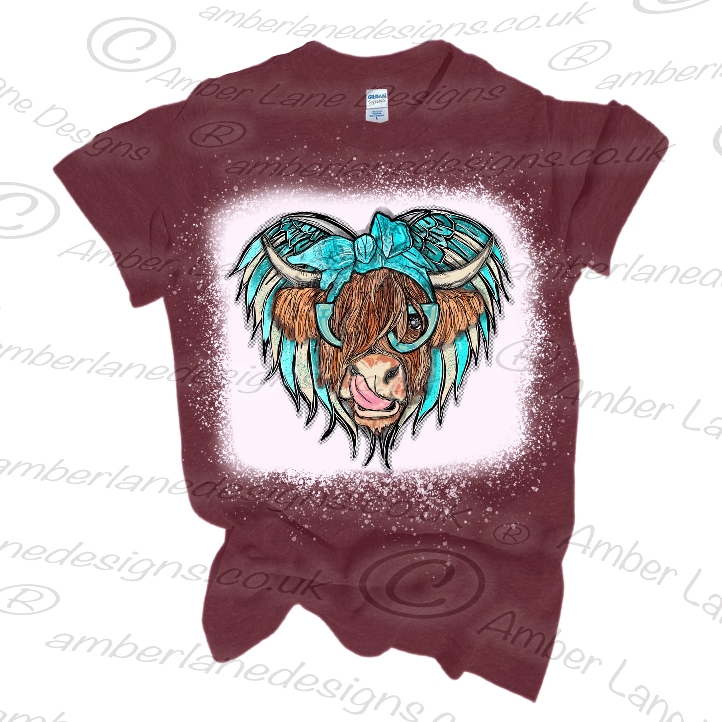 Angel Highland Cow bandana and glasses PNG | Hand Drawn | Sublimation PNG | tumbler wrap