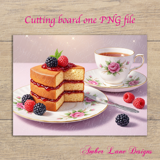 Tea and cake - Kitchen Cutting board design sublimation to fit a 16 ''x 12 ''- PNG file