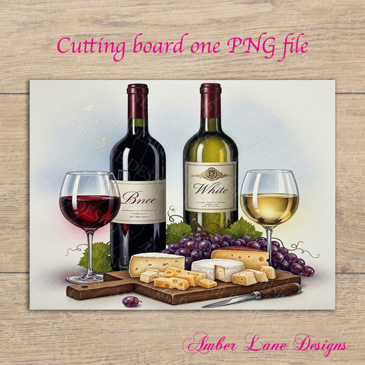 Wine and cheese - Kitchen Cutting board design sublimation to fit a 16 ''x 12 ''- PNG file