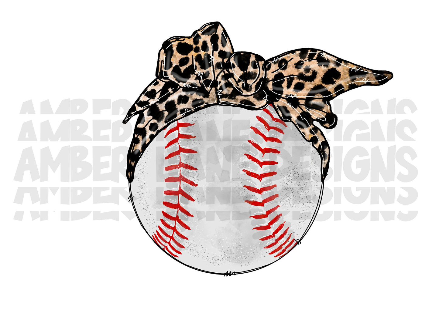 Baseball With leopard Bandana | Watercolor Sublimation PNG Design |Baseball Design | Sublimation Baseball PNG