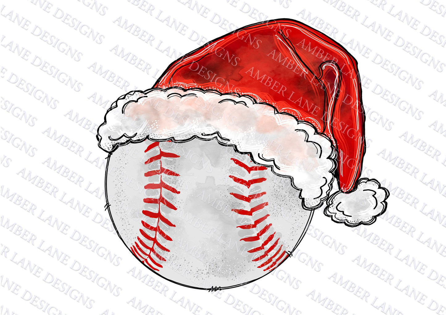 Baseball With Santa Hat Sublimation PNG Design