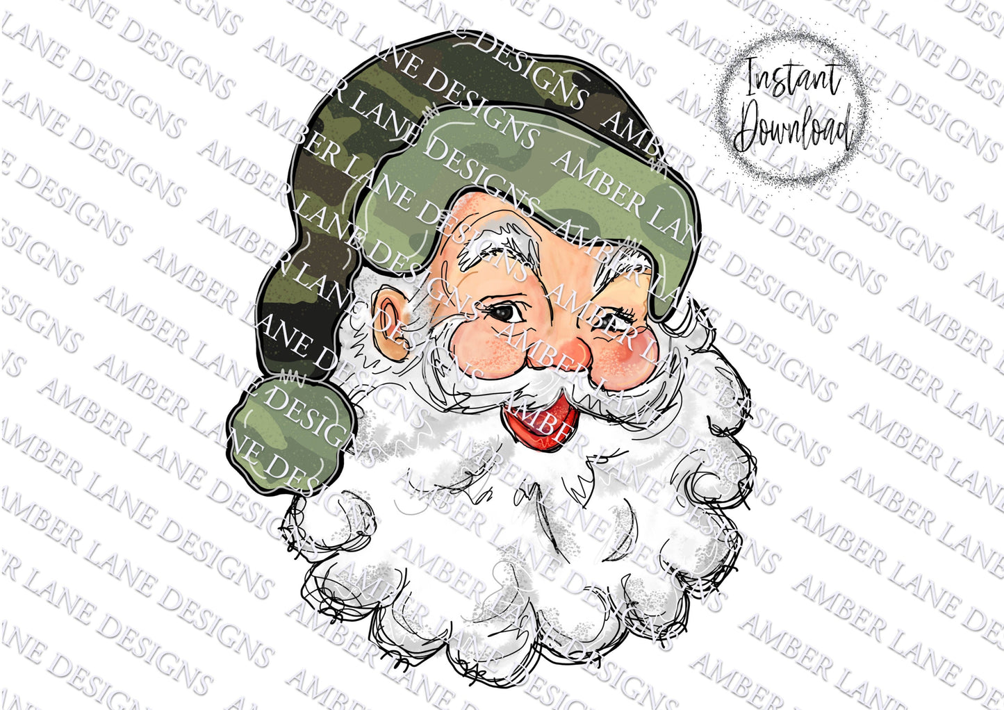 Camo Santa with camo santa hat, Camoflauge png, Father Christmas , PNG Design