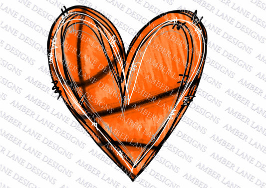 Game-Day Passion Dribbling Love: Basketball Heart PNG Design Heartfelt Slam Dunk