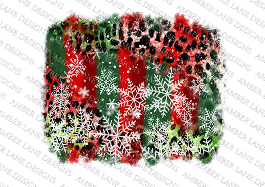 Christmas Leopard Snowflakes brushstrokes background, backsplash, sublimation, scrapbook background, png file