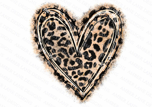 Leopard Heart Png Sublimation, cheetah Heart, Watercolor  PNG