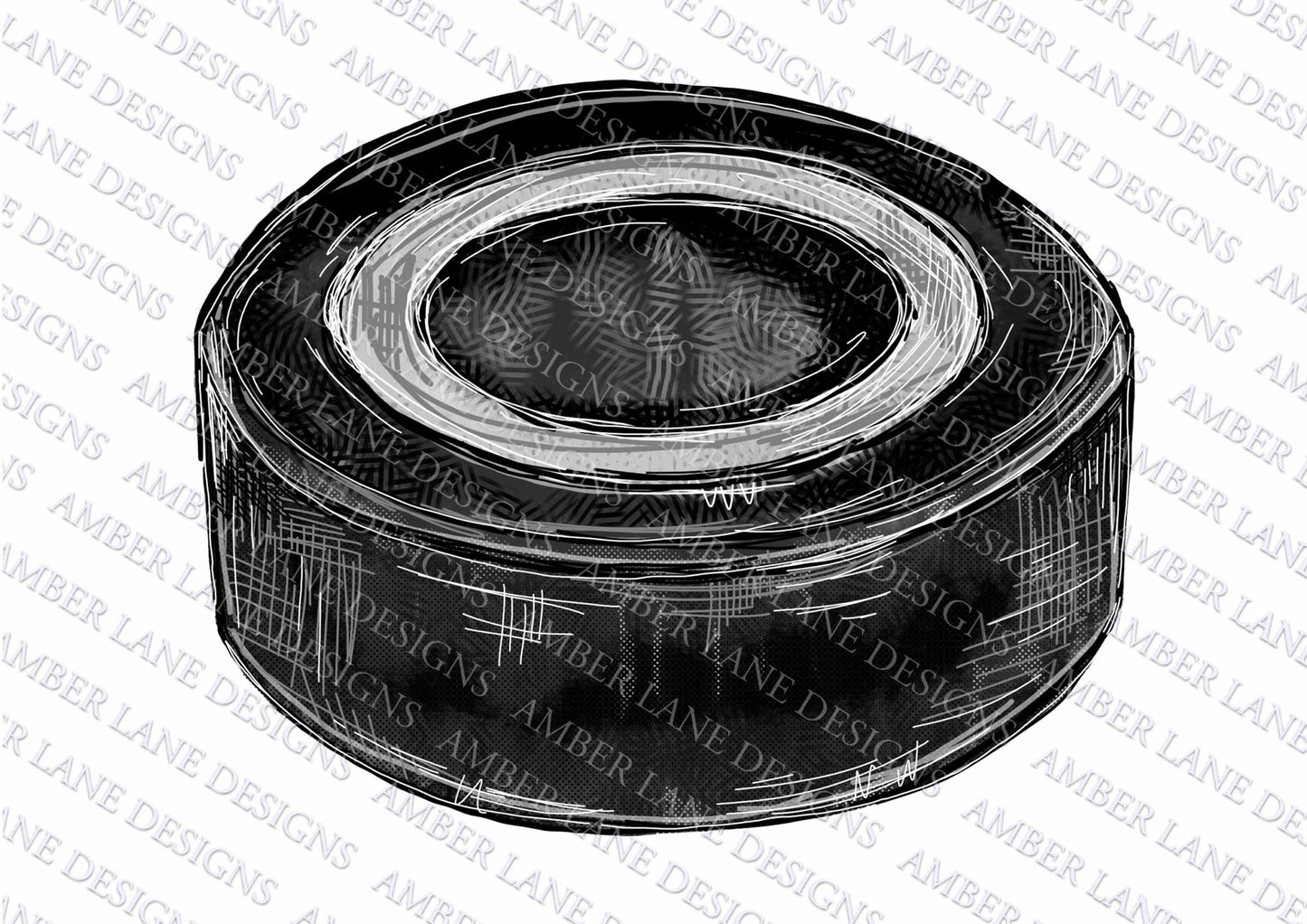 Hockey puck, ice hockey hand drawn, Watercolor PNG tumbler wrap