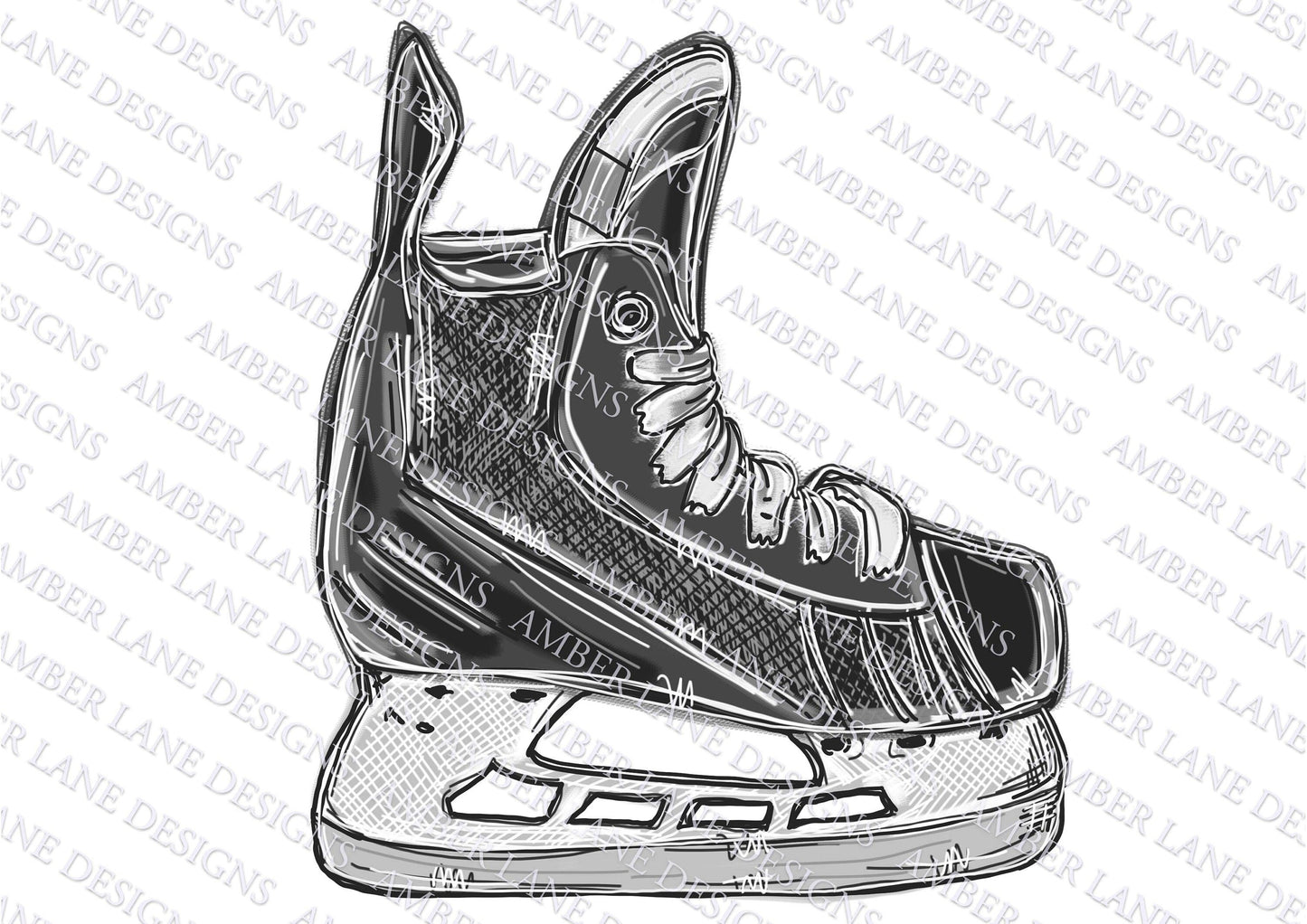 Hockey skate png, ice hockey hand drawn, Watercolor PNG