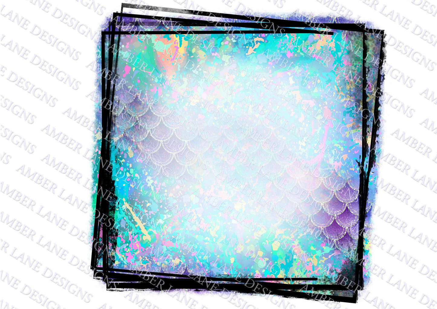 Mermaid bleach pastel Glitter scales, background frame , png file