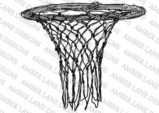 Basketball Hoop and Net hand-drawn png file (NOT a cut file) 2 png files.