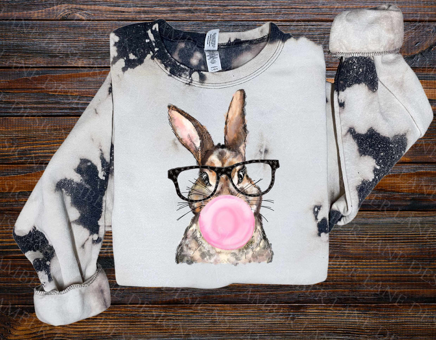 Bunny with glasses & bubblegum PNG | Sublimation |Hand painted Watercolor| |