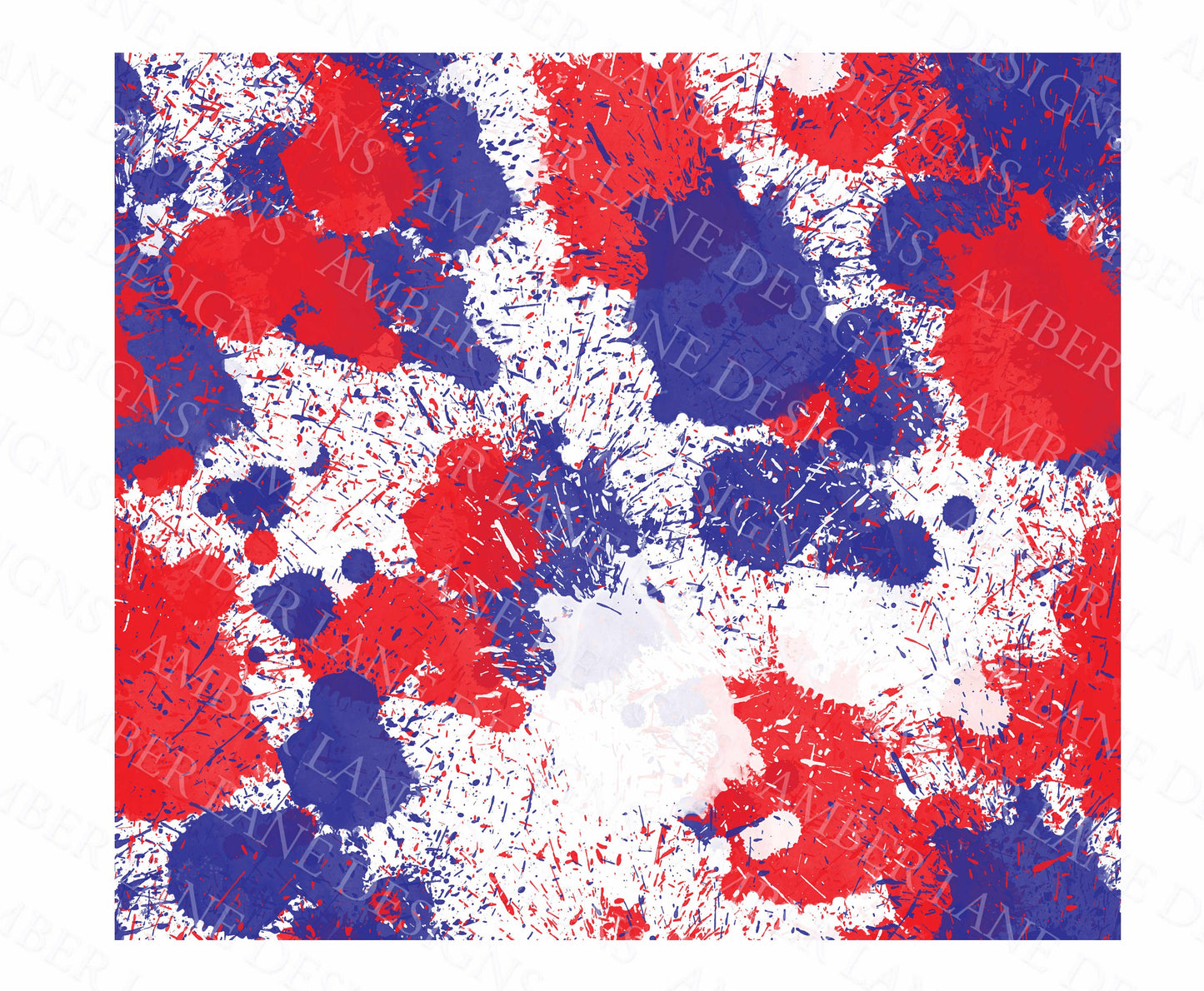 Usa 4th July colors paint splats tumber 20oz SKINNY TUMBLER straight wrap 1 jpeg file