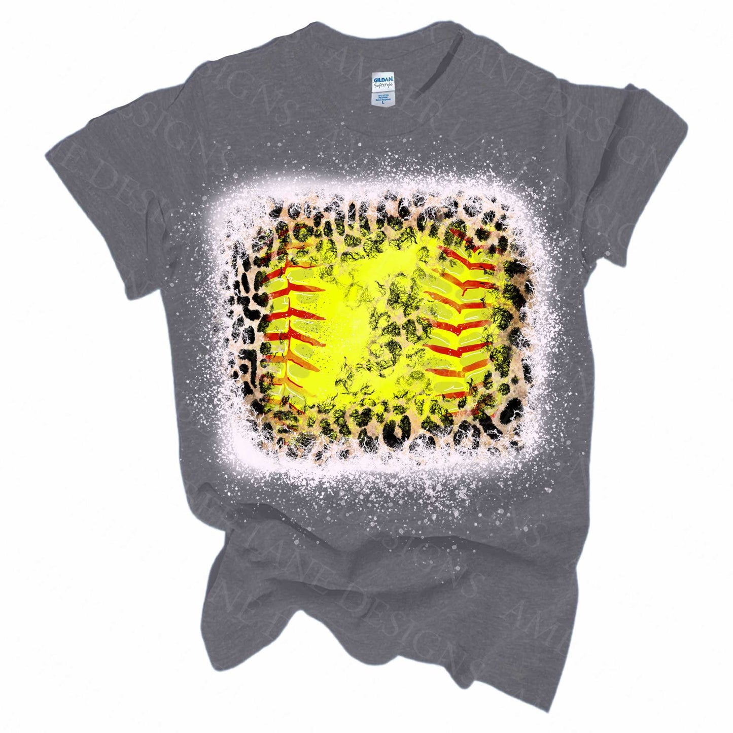 Leopard Distressed Softball Splash Frame, Background PNG Design | Softball Design