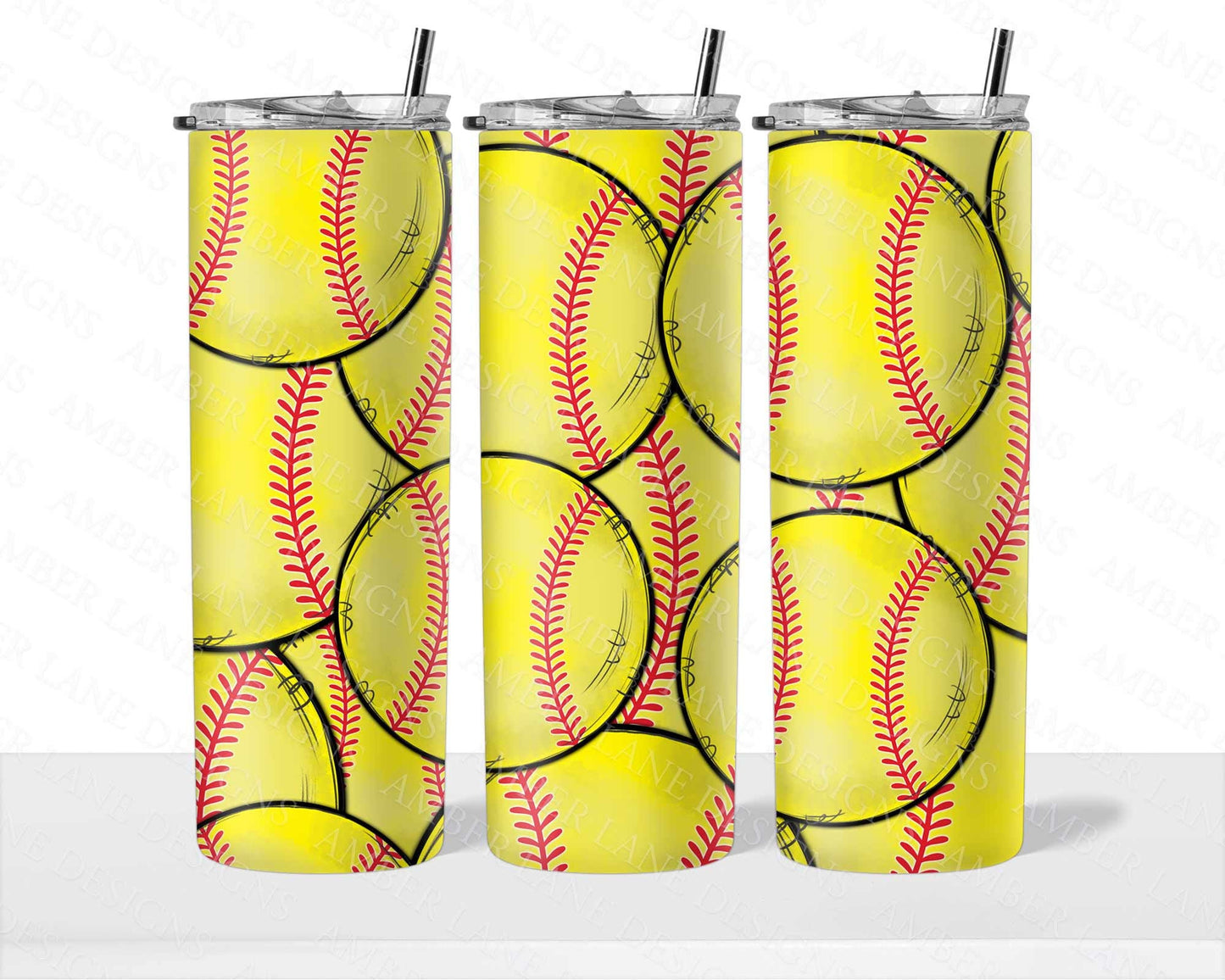 Softball tumbler 20oz SKINNY TUMBLER straight wrap 1 jpeg file