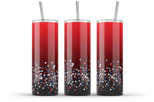 Red and Blue ombre glitter tumbler 20oz SKINNY TUMBLER straight wrap 1 jpeg file