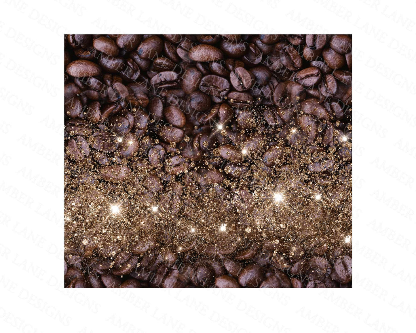Coffee beans with glitter 20oz SKINNY TUMBLER straight wrap 1 jpeg file