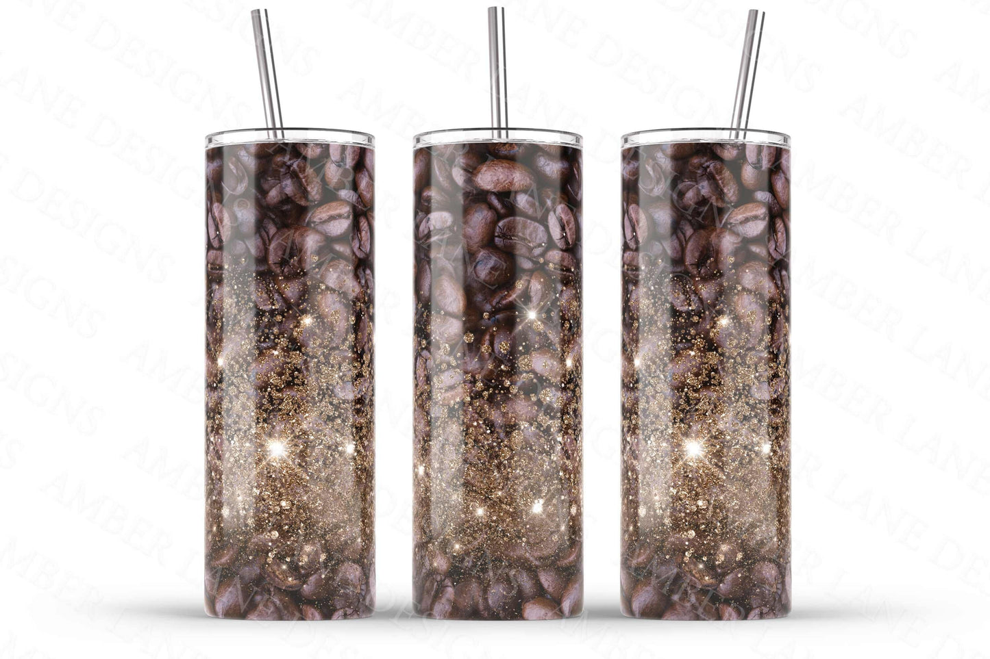 Coffee beans with glitter 20oz SKINNY TUMBLER straight wrap 1 jpeg file