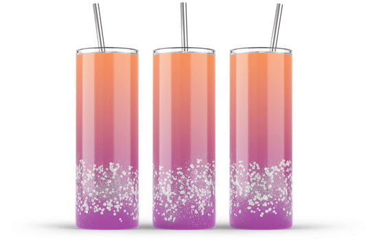 Orange and Purple ombre diamonds and glitter 20oz SKINNY TUMBLER straight wrap 1 jpeg file