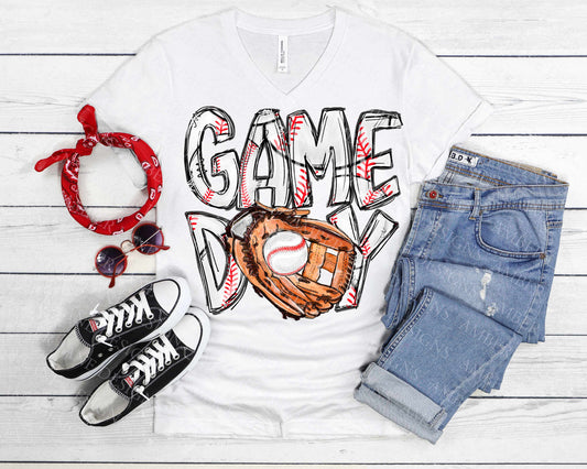 Game Day baseball png file with baseball glove