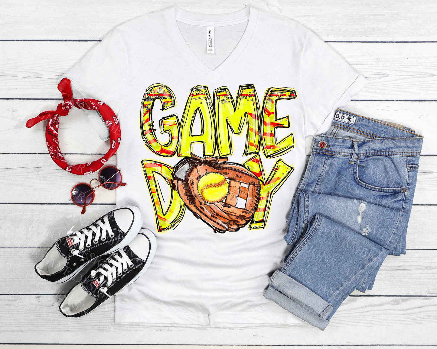 Game Day Softball png file with baseball glove