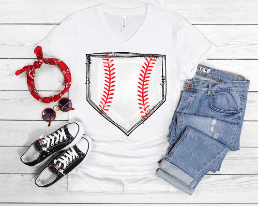 Baseball Home Plate with red laces png