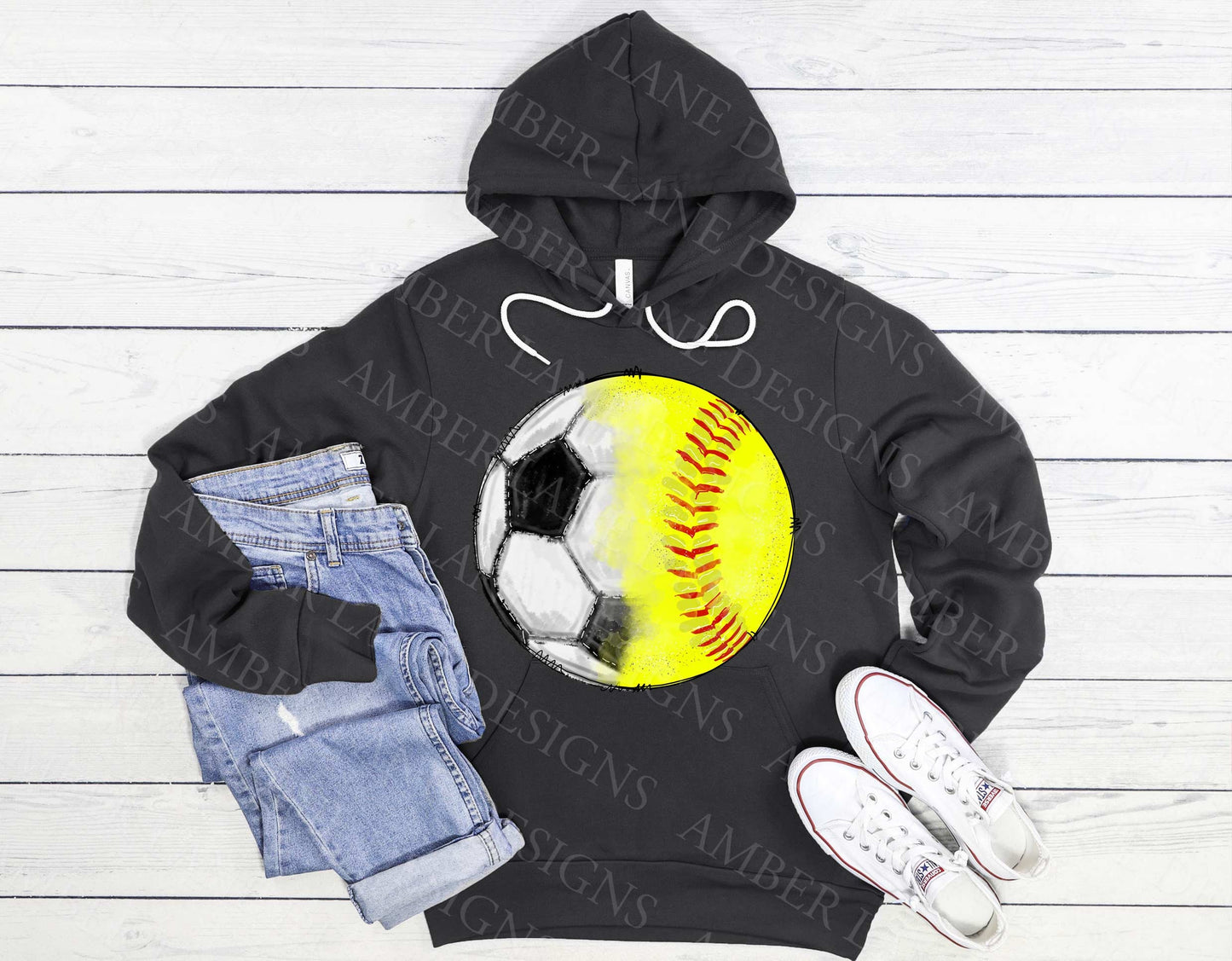 Half Softball half soccer ball png file