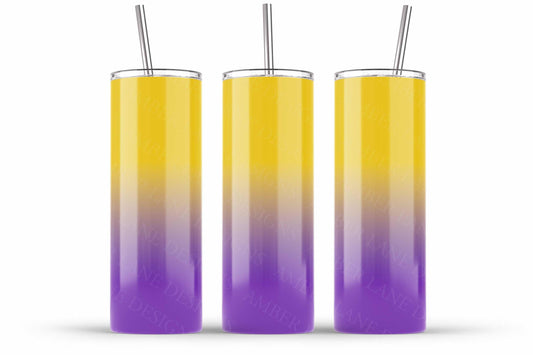 Regal Sips: 20oz Skinny Tumbler in Gold and Purple Radiant Royalty