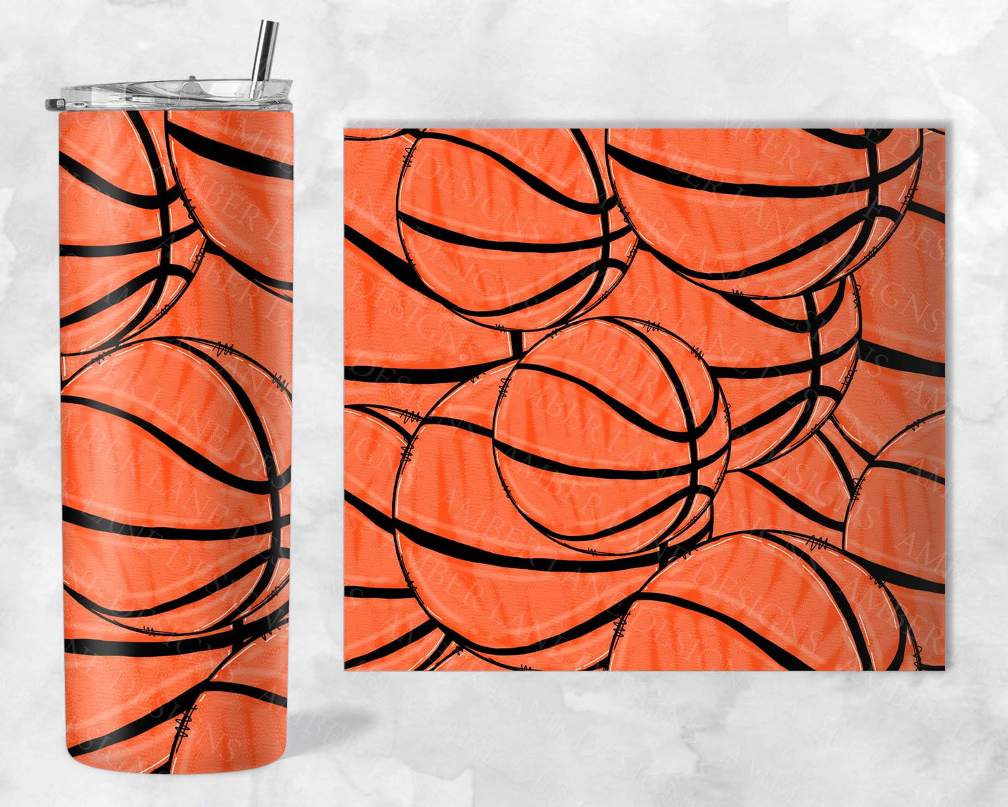 Basketball tumbler 20oz SKINNY TUMBLER straight wrap 1 jpeg file