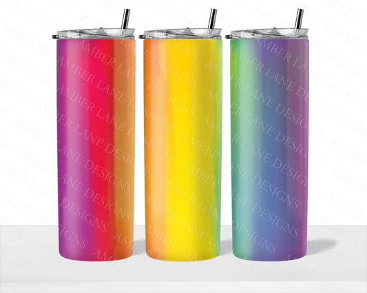 Rainbow watercolor 20oz SKINNY TUMBLER bundle straight wrap 1 jpeg file