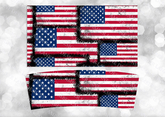 American Grunge Flag USA 40oz TUMBLER Two Piece tumbler sublimation wrap png digital files
