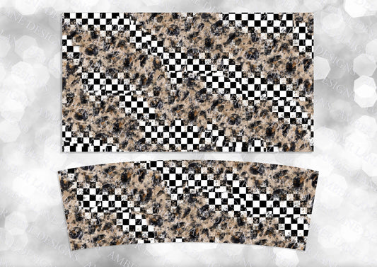 Leopard and checkered flag 40oz TUMBLER Two Piece tumbler sublimation wrap png digital files