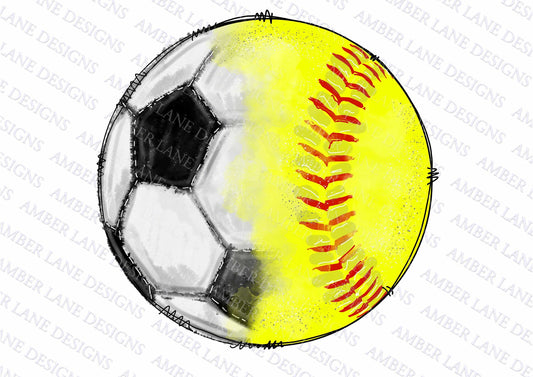 Half Softball half soccer ball png file