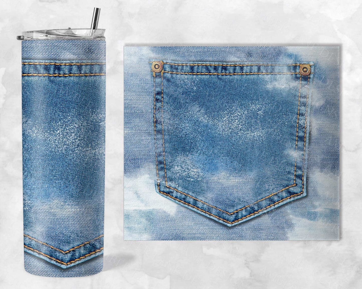 Denim Jeans pocket 20oz SKINNY TUMBLER straight wrap 1 jpeg file