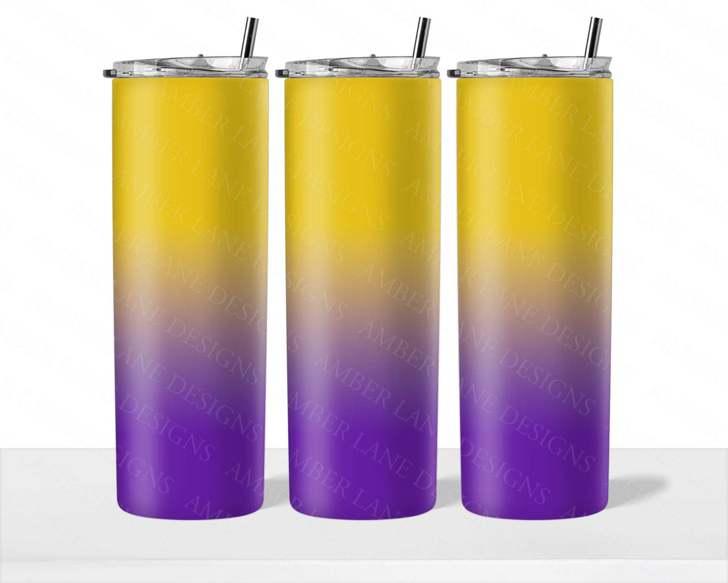 Regal Sips: 20oz Skinny Tumbler in Gold and Purple Radiant Royalty