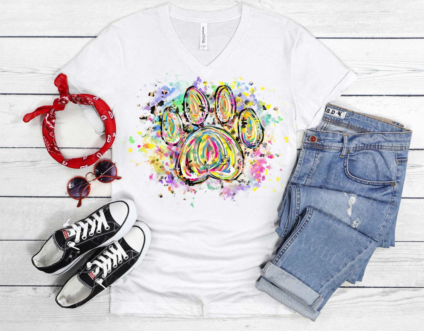 Paw print with tie dye leopard with free patch 2 png files