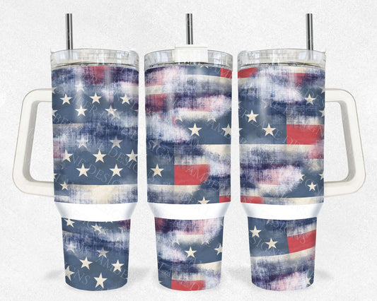 USA tie dye glitter 40oz TUMBLER Two Piece tumbler sublimation wrap png digital files