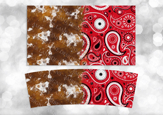 Cowhide and Bandana 40oz TUMBLER Two Piece tumbler sublimation wrap png digital files