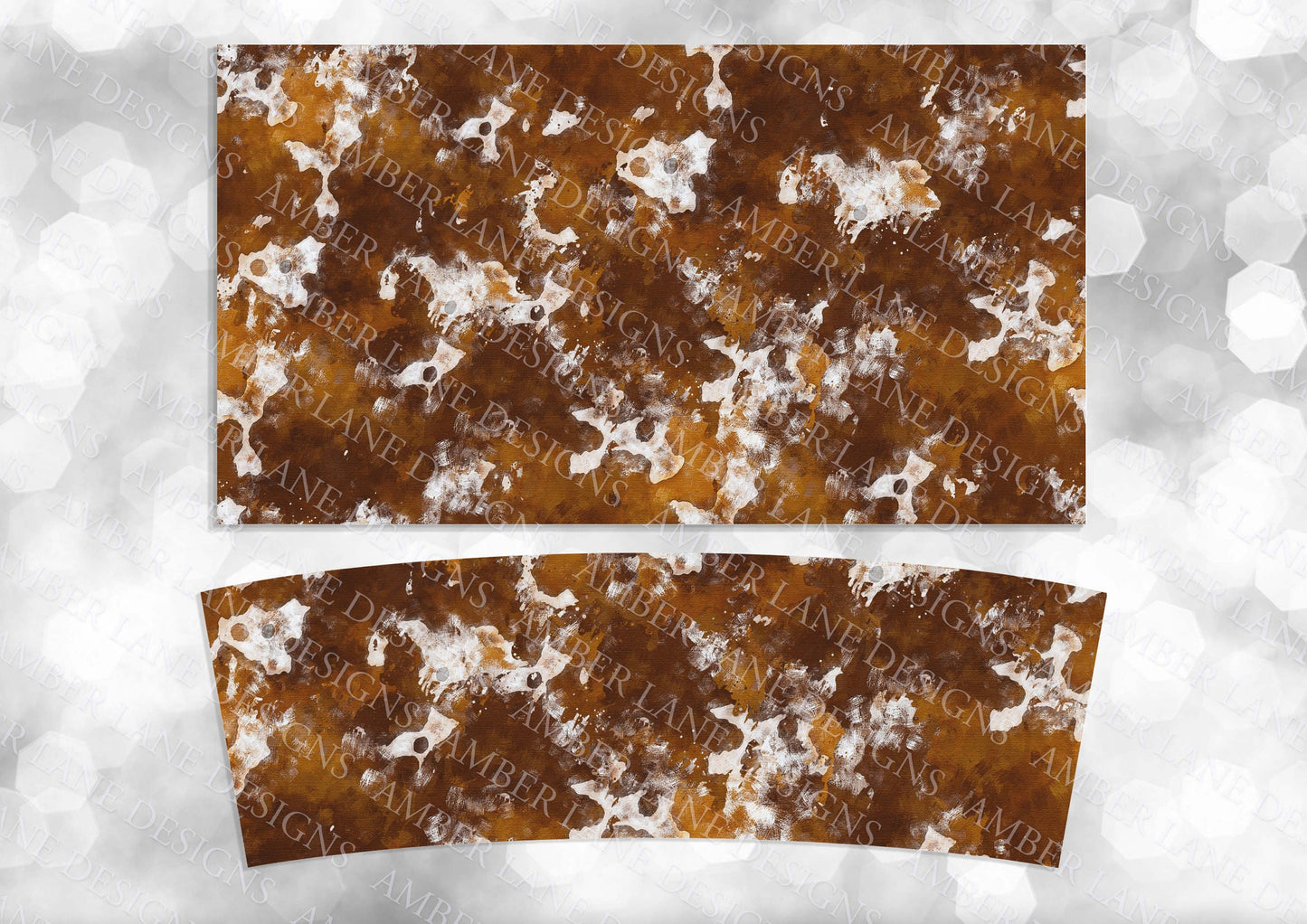 Cow print in brown and white 40oz TUMBLER Two Piece tumbler sublimation wrap png digital files
