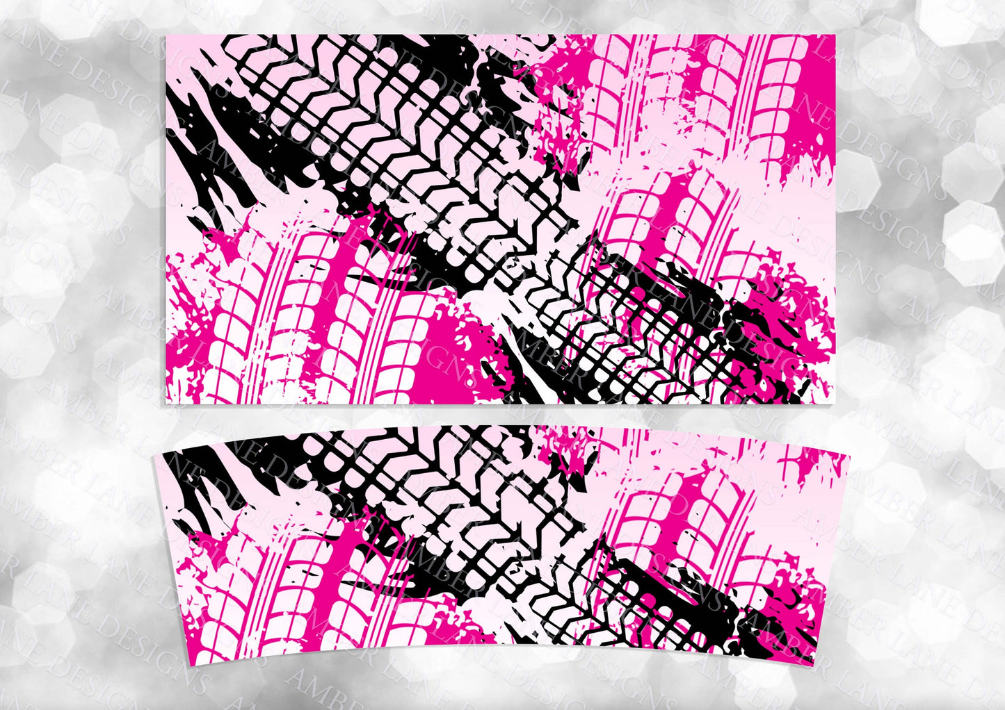 Pink Dirt Tracks 40oz TUMBLER Two Piece tumbler sublimation wrap png digital files