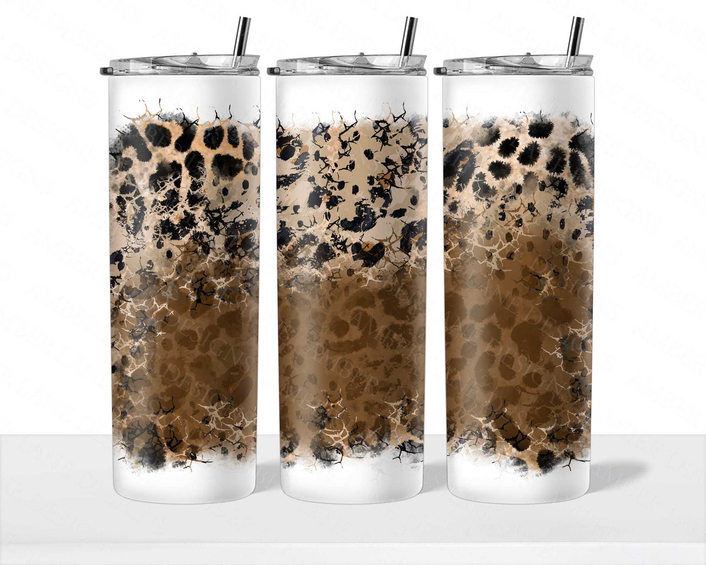 Ombre glitter leopard crackle background patches two png files