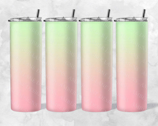 Pale watermelon gradient tumbler in Pink and green 20oz SKINNY TUMBLER straight wrap 1 jpeg file
