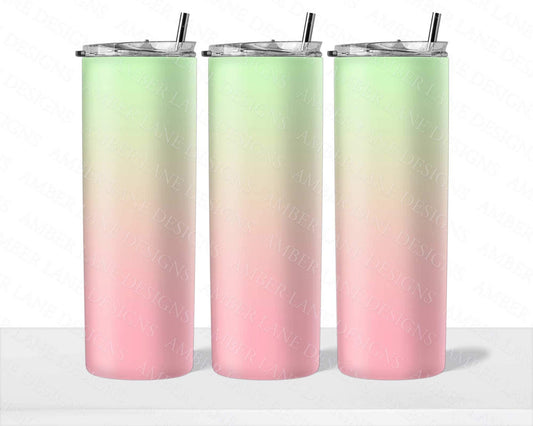 Pale watermelon gradient tumbler in  Pink and green 20oz SKINNY TUMBLER straight wrap 1 jpeg file