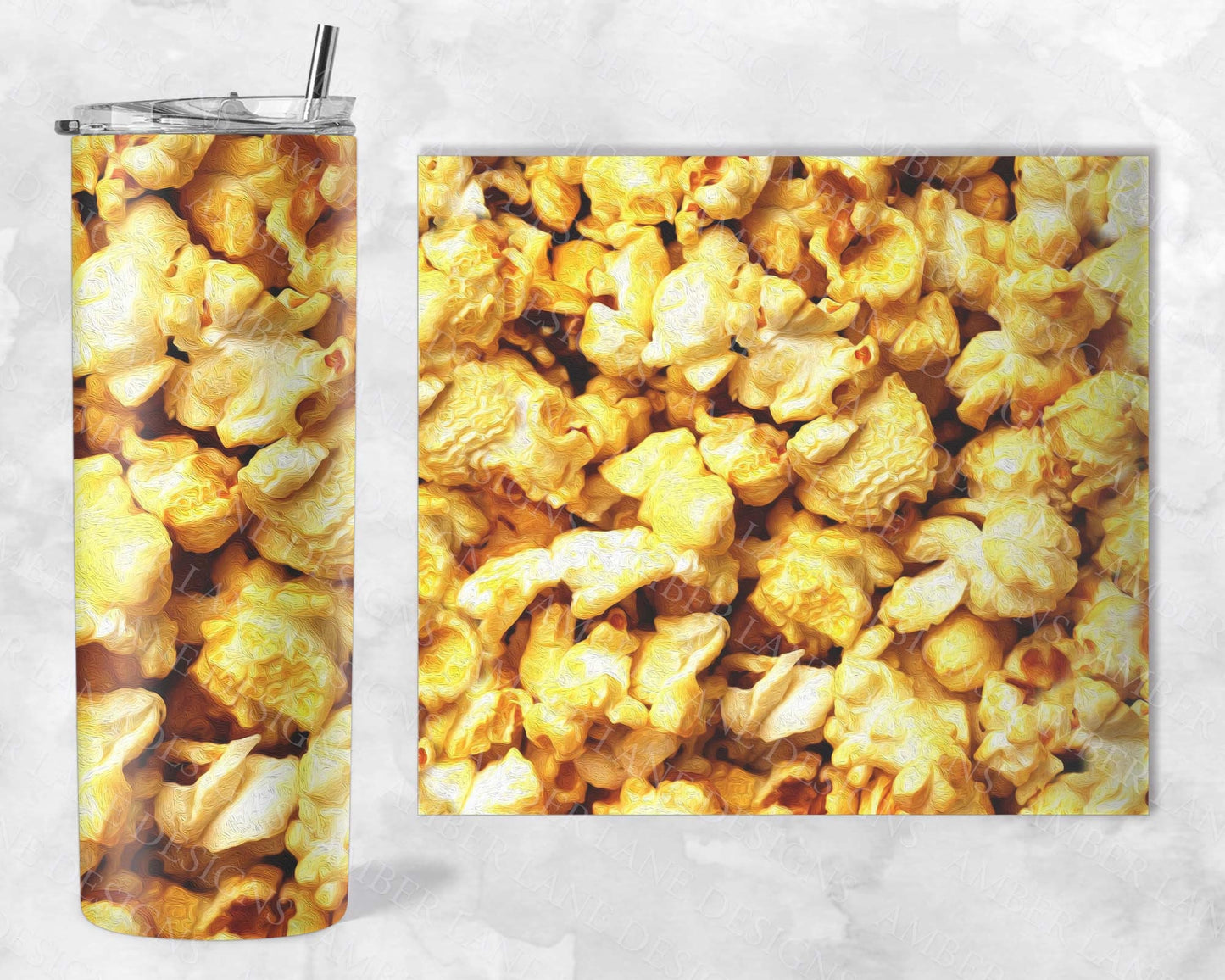 Popcorn 20oz seamless SKINNY TUMBLER straight wrap 1 jpeg file