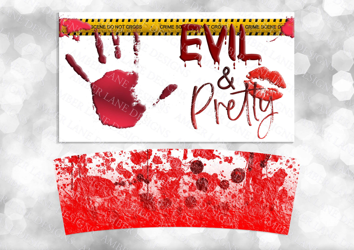 Crime Scene Evil and Pretty 40oz TUMBLER Two Piece tumbler sublimation wrap png digital files