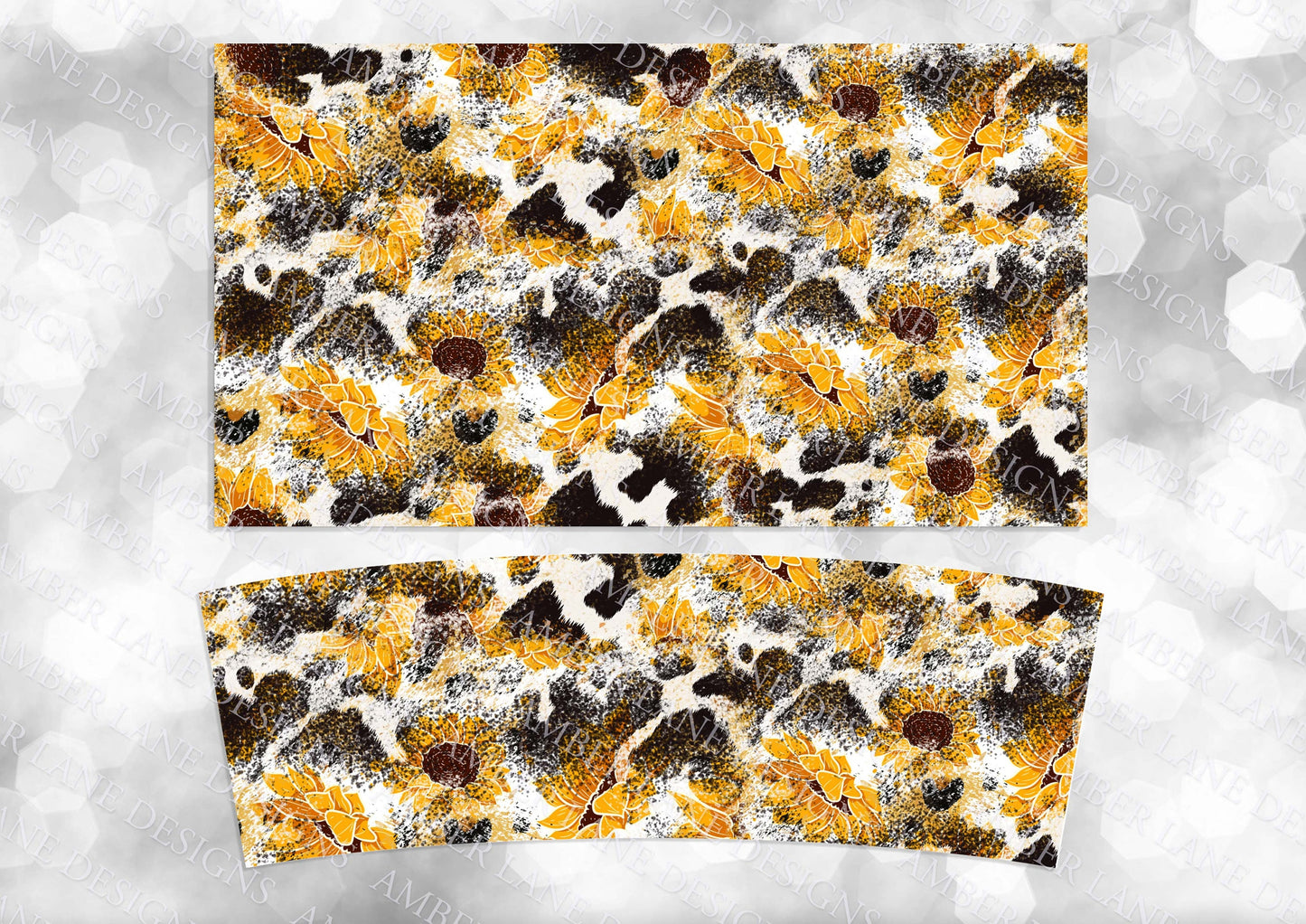 Sunflower Cowhide 40oz TUMBLER Two Piece tumbler sublimation wrap png digital files