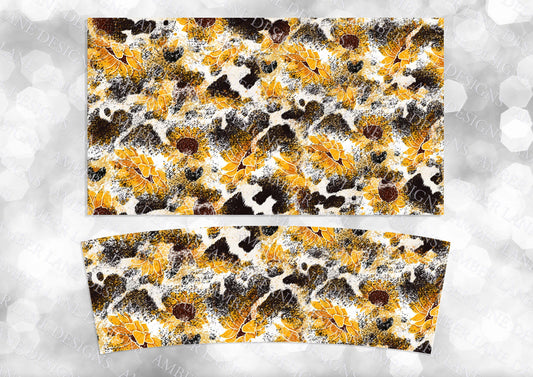 Sunflower Cowhide 40oz TUMBLER Two Piece tumbler sublimation wrap png digital files