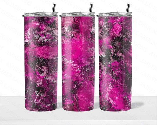 Pink and Black ink swirls 20oz SKINNY TUMBLER straight wrap 1 jpeg file