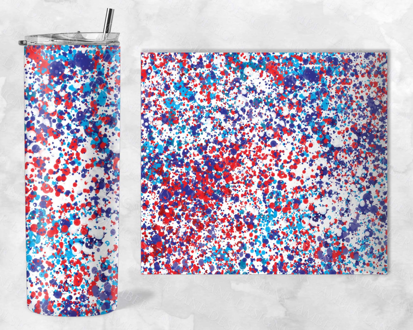 USA red white and blue paint splatter 20oz SKINNY TUMBLER straight wrap 1 jpeg file