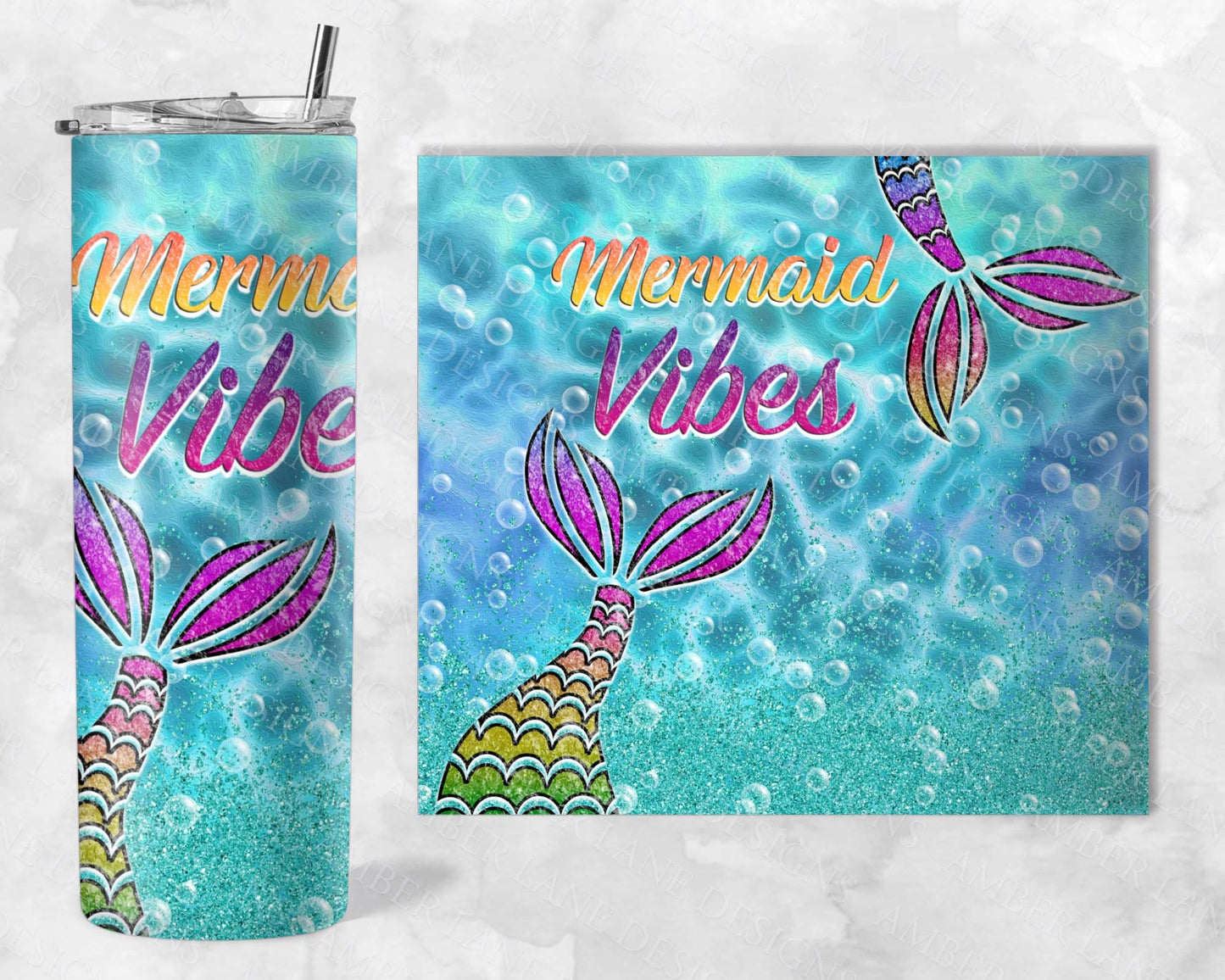 Mermaid Vibes 20oz SKINNY TUMBLER straight wrap 1 jpeg file