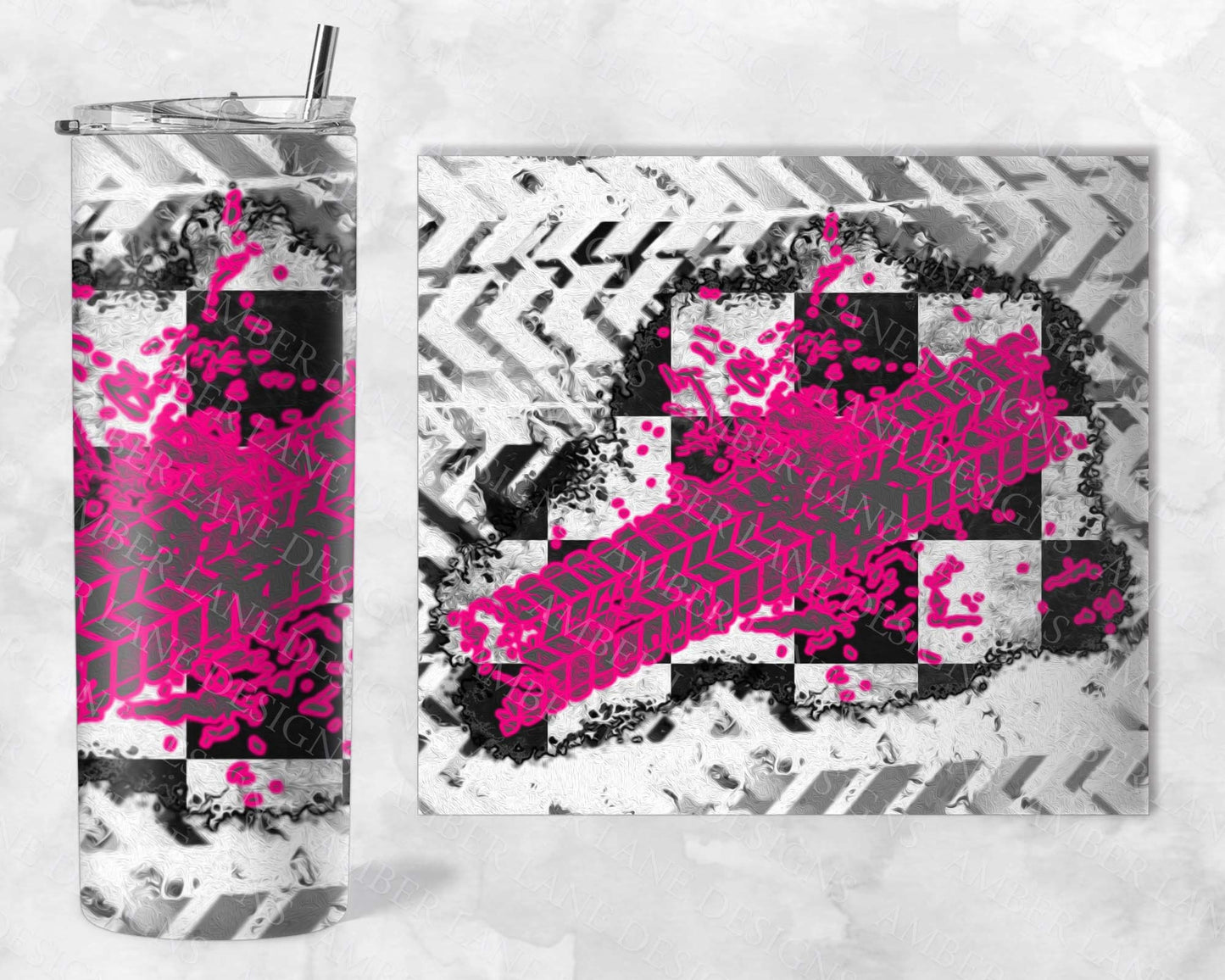 Pink Racing Tire Tracks 20oz SKINNY TUMBLER straight wrap 1 jpeg file