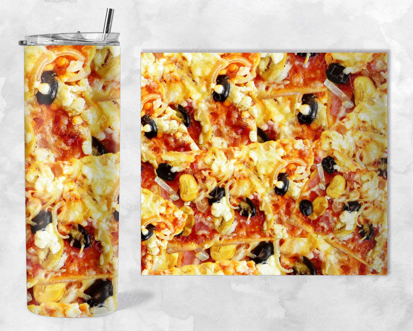 Pizza 20oz seamless SKINNY TUMBLER straight wrap 1 jpeg file